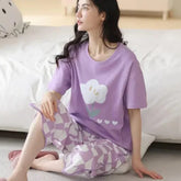Purple White Flower PJs Set