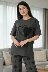 Dark Grey Heart PJs Set